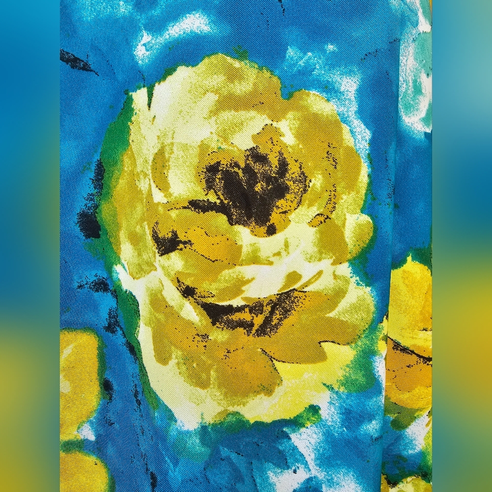 JONES NEW YORK Size 6 Women's Blue‎ And Yellow Floral Sleeveless Midi Dress - Picture 8 of 8